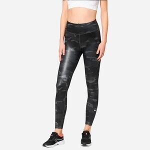 NIKE ONE sheen black camo mid-rise leggings Size Small